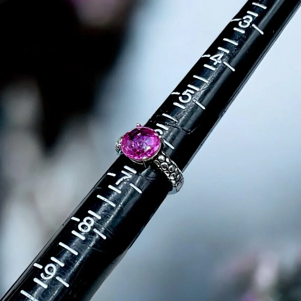 🌺Michael Dawkins Sterling & Pink Sapphire Ring - Picture 9 of 11